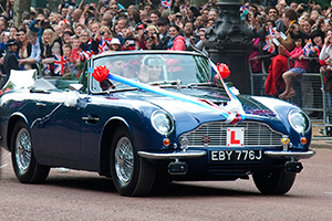 Royal wedding- William and Kate in Charles Aston Martin